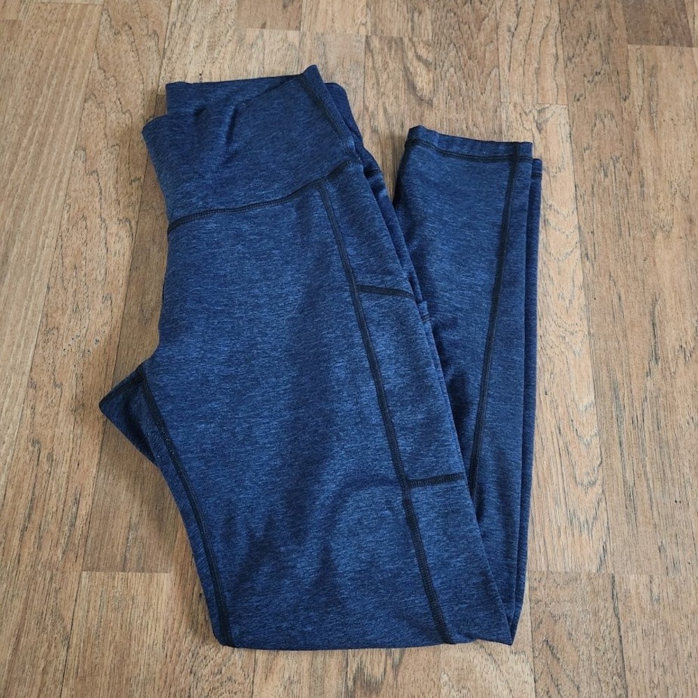 Aerie Chill Play Move Blue Heathered High Waisted Pocket Legging Women Large 798